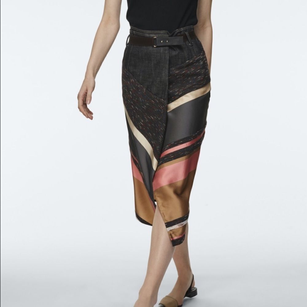 Asymmetrical Women's Skirt in Black, Pink, and Tan - Picture 16 of 16